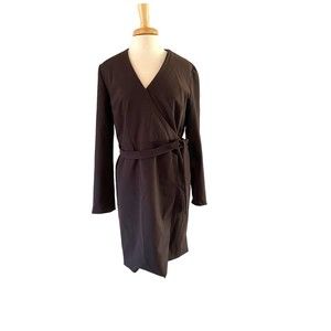 Vintage Just A Tad Brown Wrap Blazer Office Dress Womens M